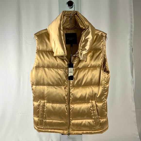 Talbots Jackets & Blazers - NWT Talbots Duck Down Puffer Satin Vest with Snap Down Neck Gold Size Small